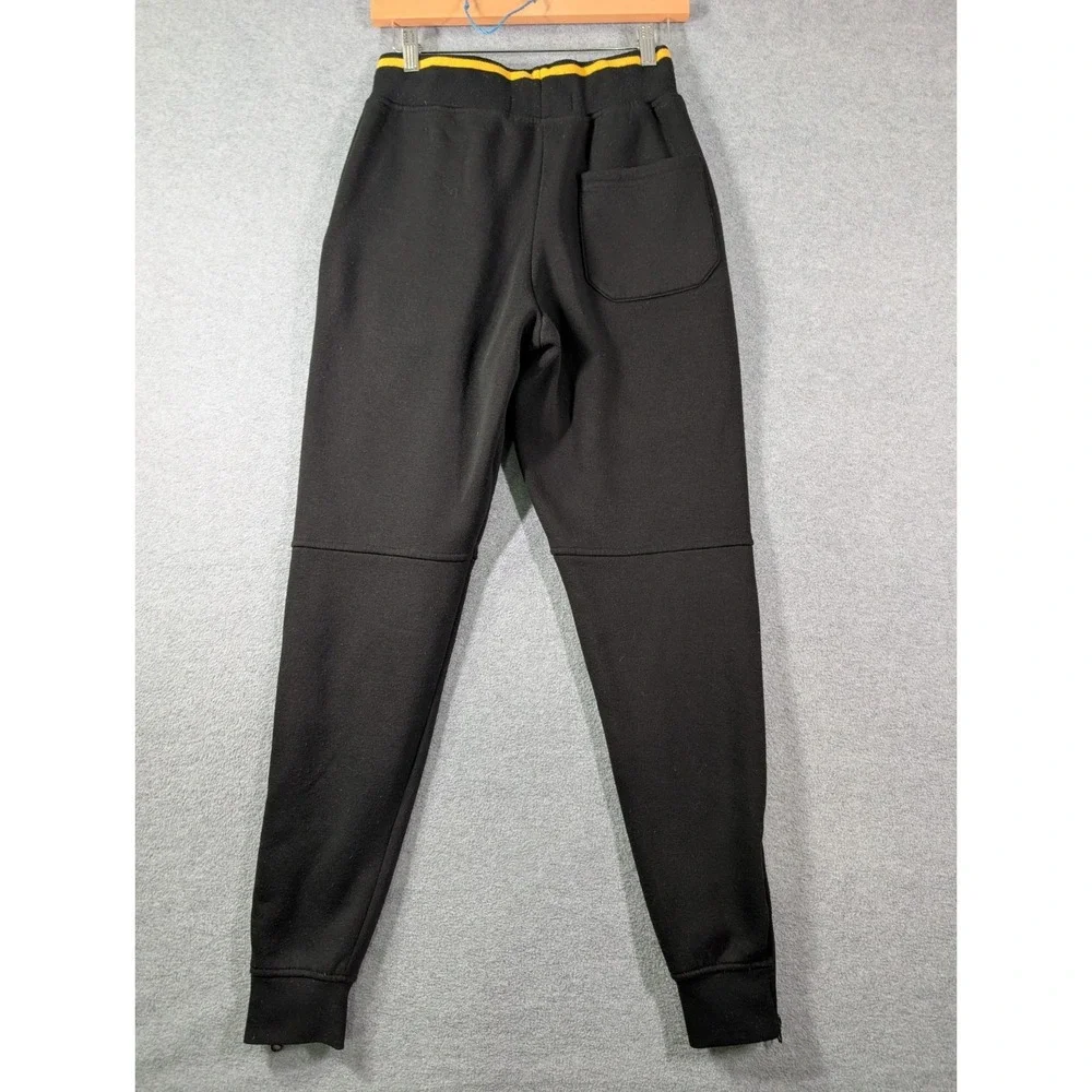 Akademiks Mens S Black Jogger Sweatpants Yellow Logo Zip Ankle Y2K Streetwear